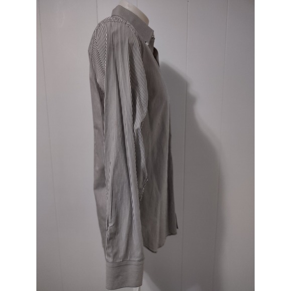 Billy Reid Button Up Shirt Mens L Striped Navy White Made In Italy Fit 2 Cotton - Picture 4 of 11